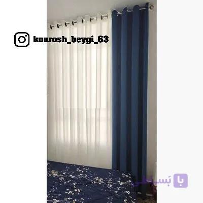 پرده پذیرایی ست کامل پنجره 2 متری مخمل کالیفرنیا و حریر ساده — تصویر 1