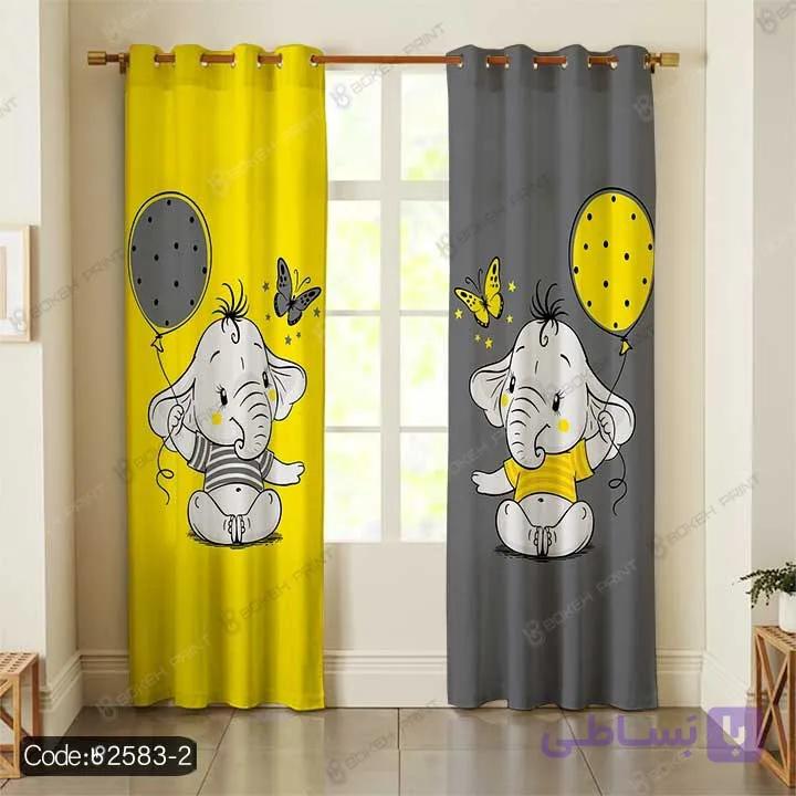 پرده کودکانه پرنا طرح فیل دو قواره
