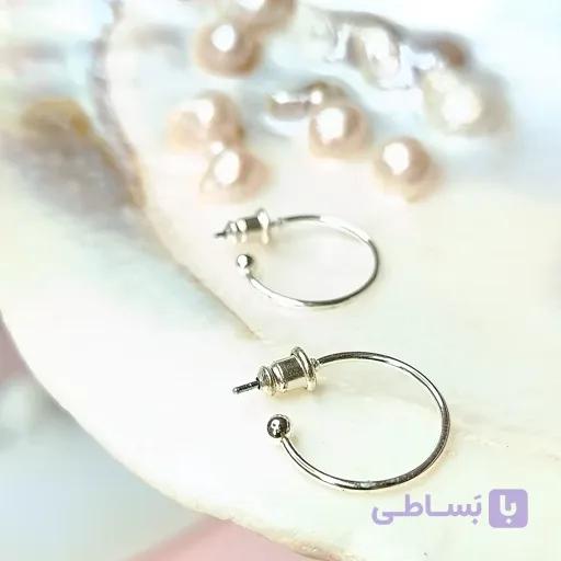 گوشواره سیلور میخی مدل پوینت 2 رنگ ثابت — تصویر 1