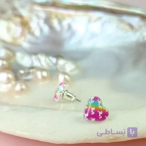 گوشواره قلب میخی مدل اسب تک شاخ — تصویر 1