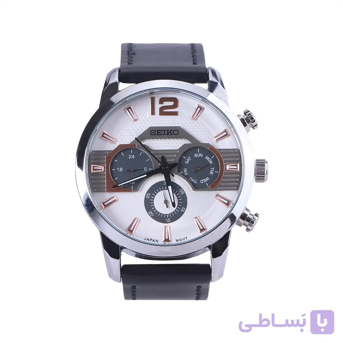 ساعت مچی سیکو مردانه بند چرم مشکی فول تایم G 1011/1 — تصویر 1