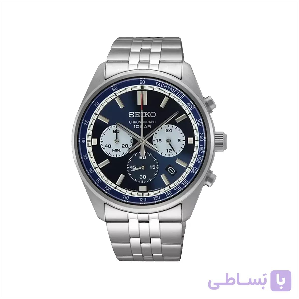 ساعت مچی مردانه سیکو فلزی صفحه سرمه ای کرنوگراف SSB427P1