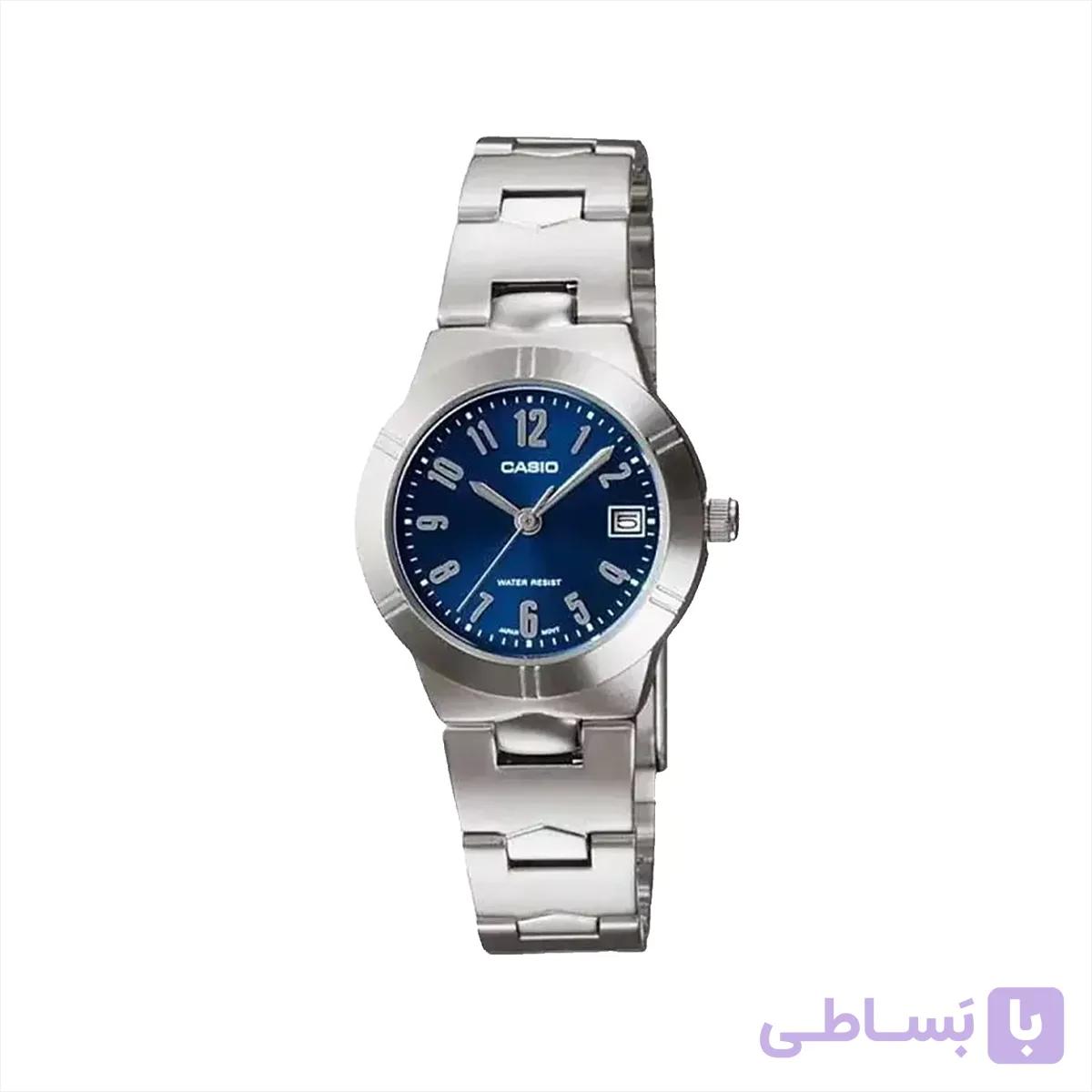 ساعت مچی کاسیو زنانه فلزی نقره ای صفحه آبی LTP-1241D-2A2
