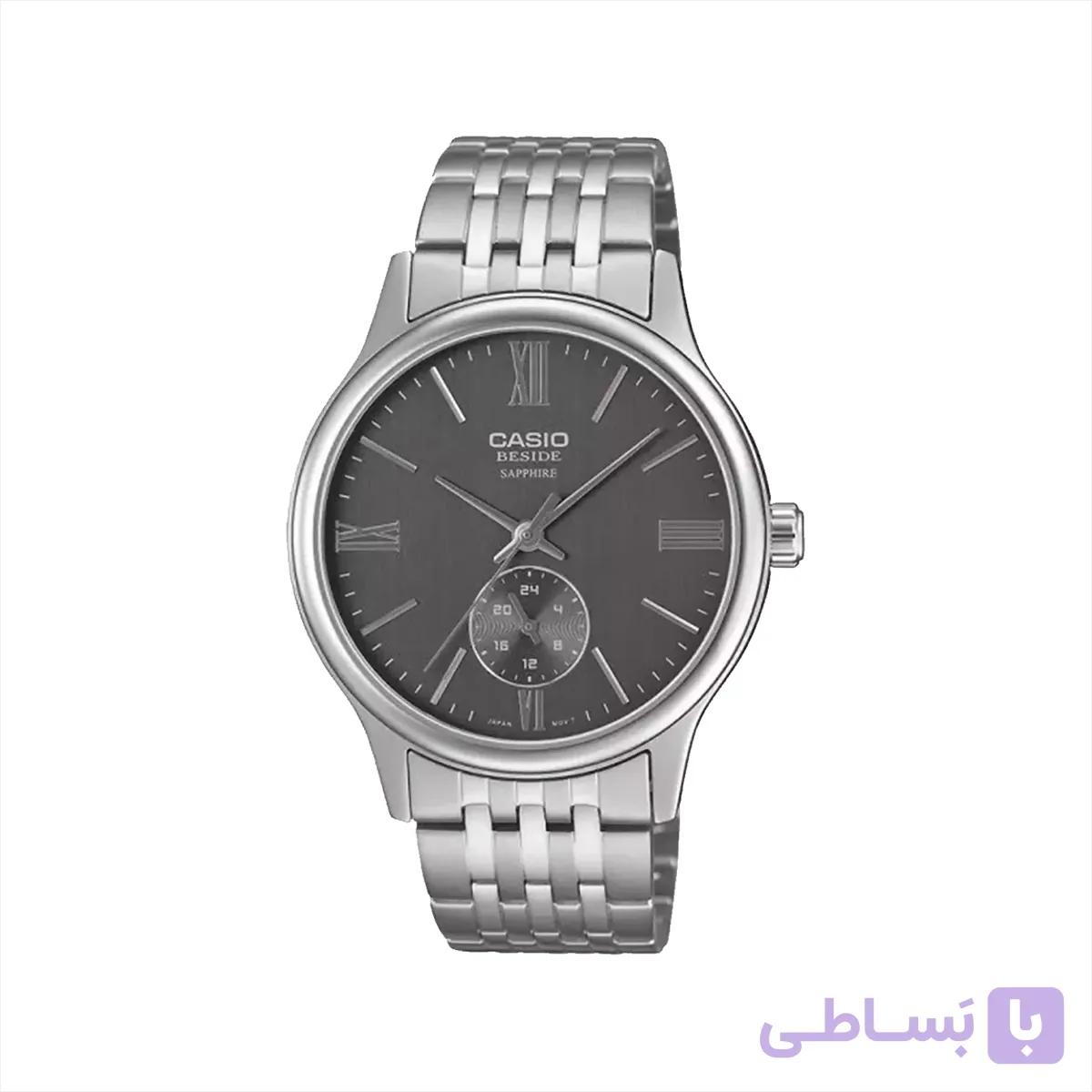 ساعت مچی کاسیو فلزی نقره ای صفحه طوسی BMS-100D-8A