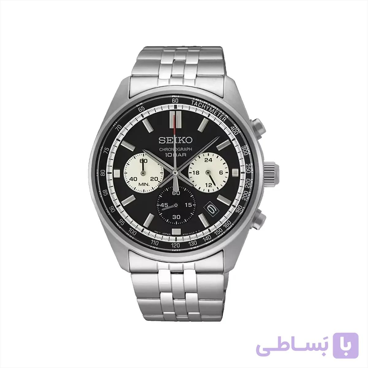 ساعت مچی مردانه سیکو فلزی صفحه مشکی کرنوگراف SSB429P1