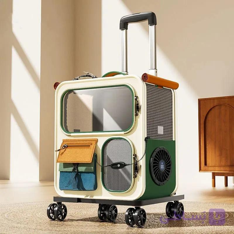 باکس حمل حیوانات خانگی مدل Rover Trolley | با دو فن ۵ ولت و پاوربانک — تصویر 1