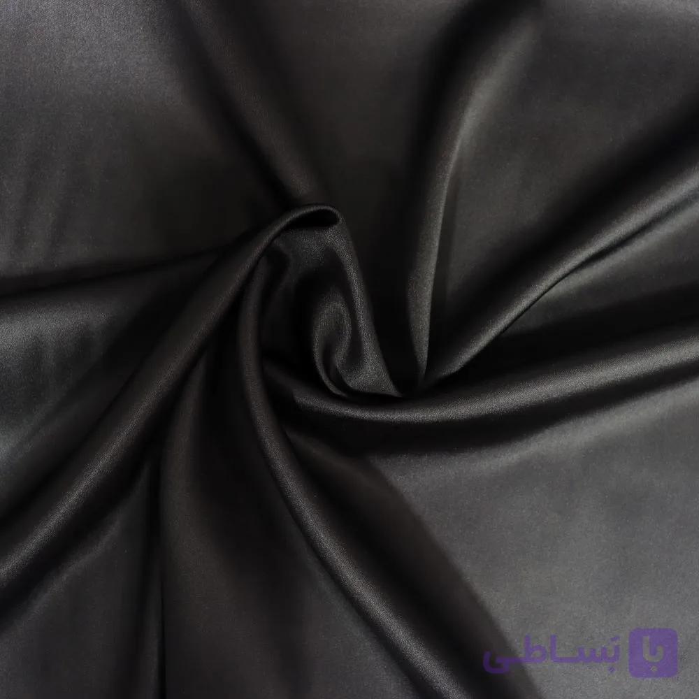 پارچه ساتن سیلک (ابریشم) رنگ مشکی — تصویر 1
