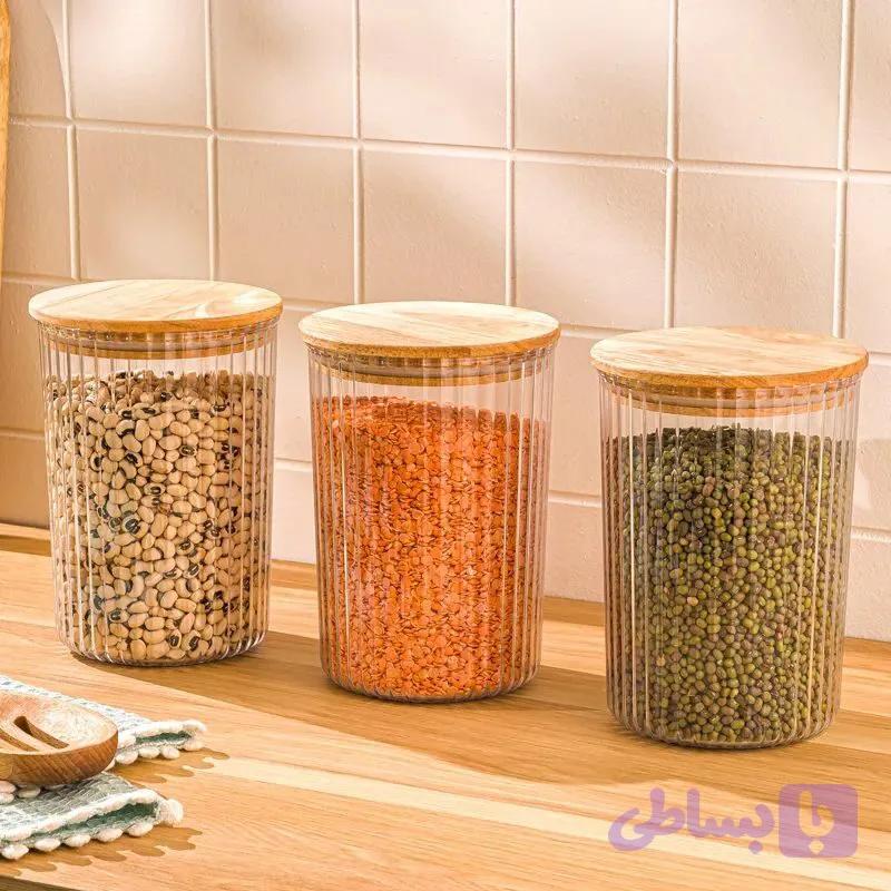 بانکه شیاردار لیمون ۹۰۰ میلی لیتر درب چوبی — تصویر 1
