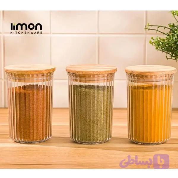 جا ادویه شیاردار لیمون ۲۵۰ میلی لیتر درب چوبی — تصویر 1