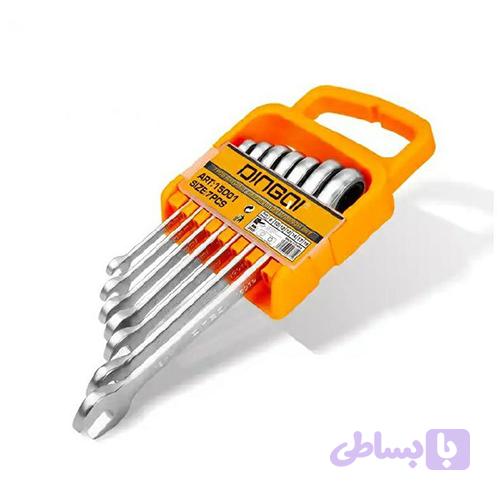 ست آچار 7 عددی یکسر تخت و رینگ جغجغه ای دینگی مدل 15001 ابزار