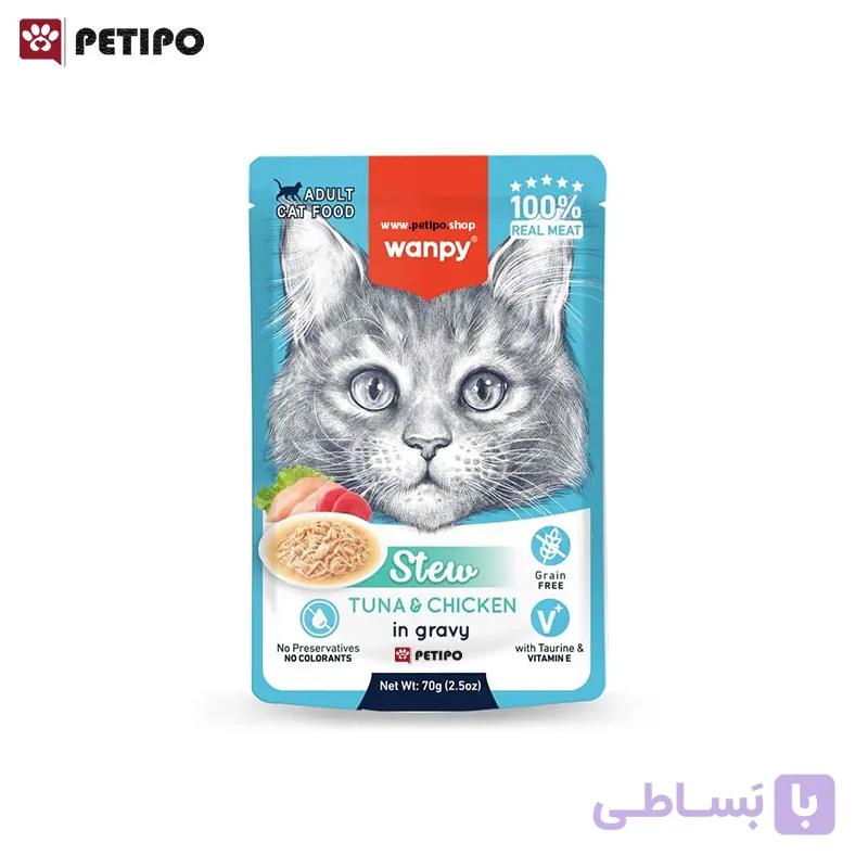 پوچ خورشتی گربه طعم مرغ ونپی (Wanpy Stew Chicken in Gravy Pouch for Cats) وزن 70 گرم — تصویر 1
