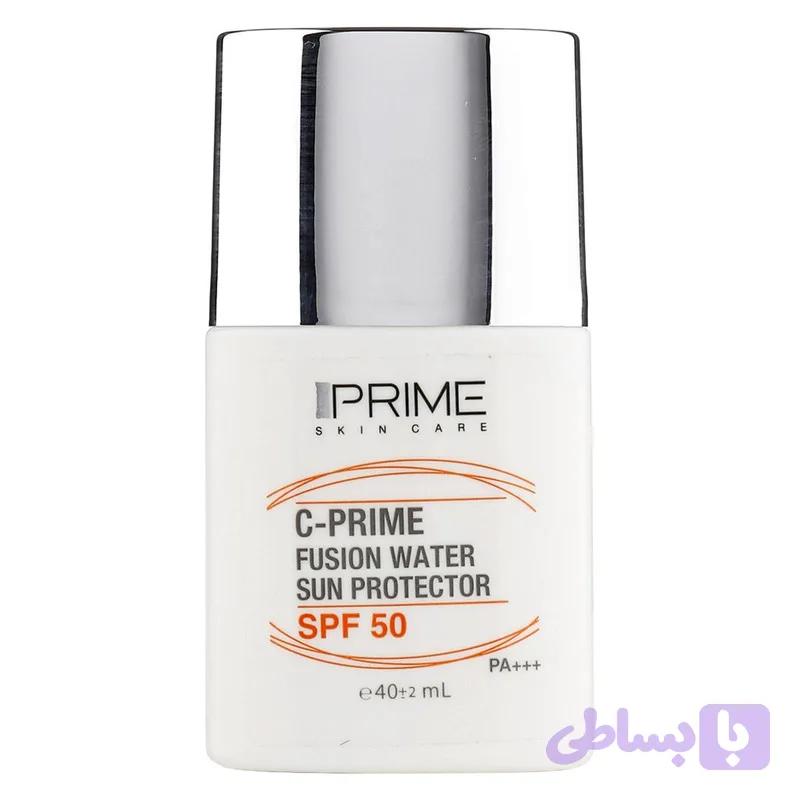 فلوئید ضدآفتاب بی‌رنگ پرایم SPF50 مدل C-Prime Fusion Water مناسب انواع پوست، حجم 40 میلی‌لیتر