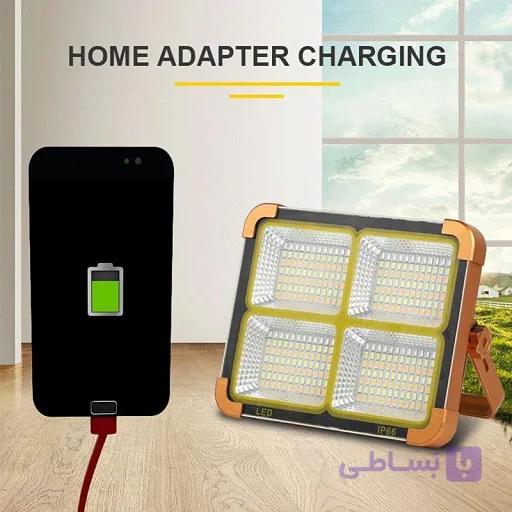 پروژکتور اضطراری 600w شارژ خورشیدی و برقی پاوربانک شو چهارکاره