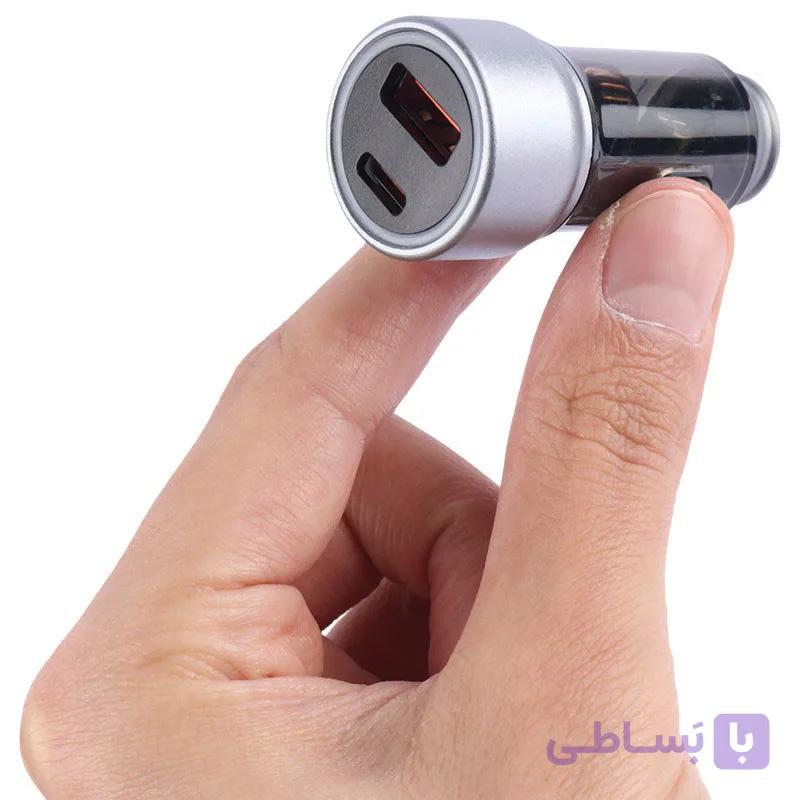 شارژر فندکی ۲۰ وات دو پورت type c و usb فست شارژ SKY