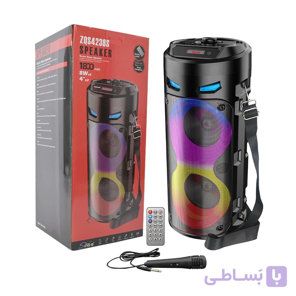 اسپیکر بلوتوث zqs4239s با میکروفون و بند مینی پارتی باکس  ( اصلی )