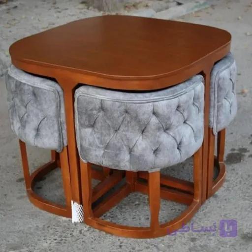 میز و صندلی ناهارخوری کمجا پشت پارچه ای(4نفره) — تصویر 1