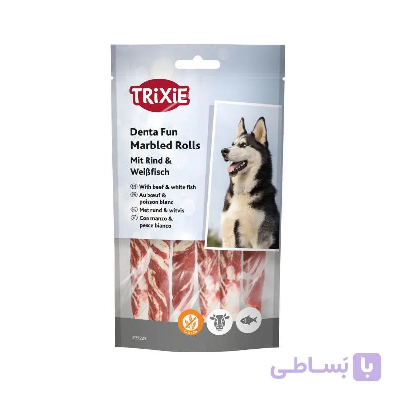 تشویقی دنتال سگ تریکسی مدل Denta Fun Marbled Rolls با طعم گوشت و ماهی وزن 70 گرم — تصویر 1