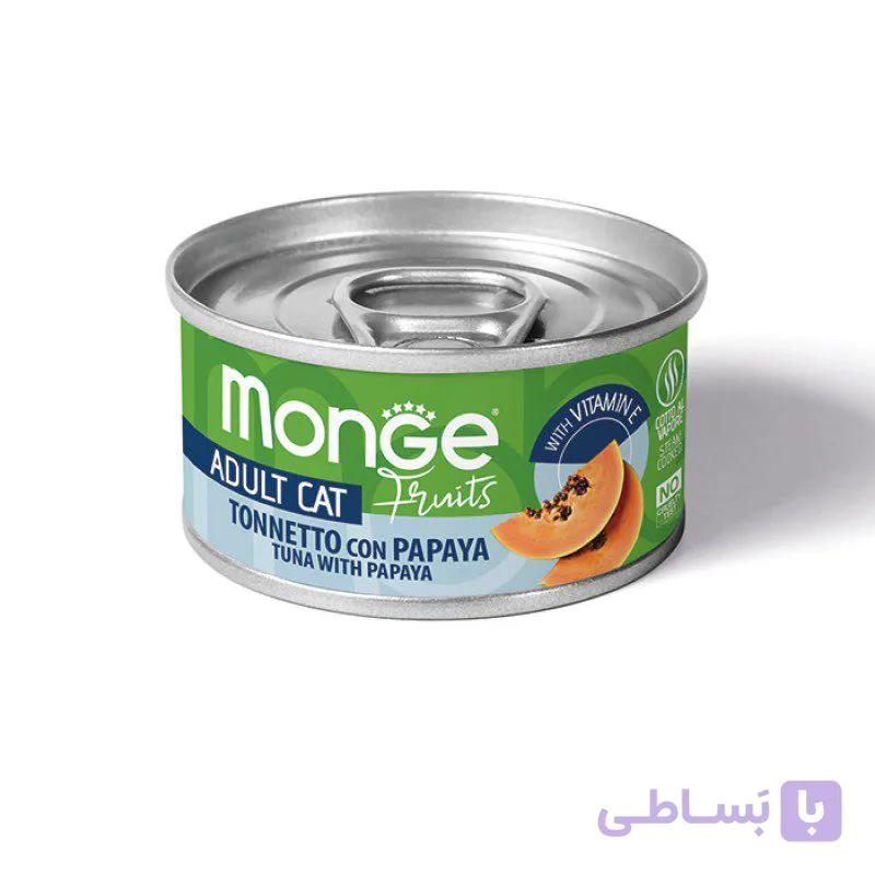 کنسرو گربه مونژه با طعم تن و پاپایا وزن 80 گرم — تصویر 1