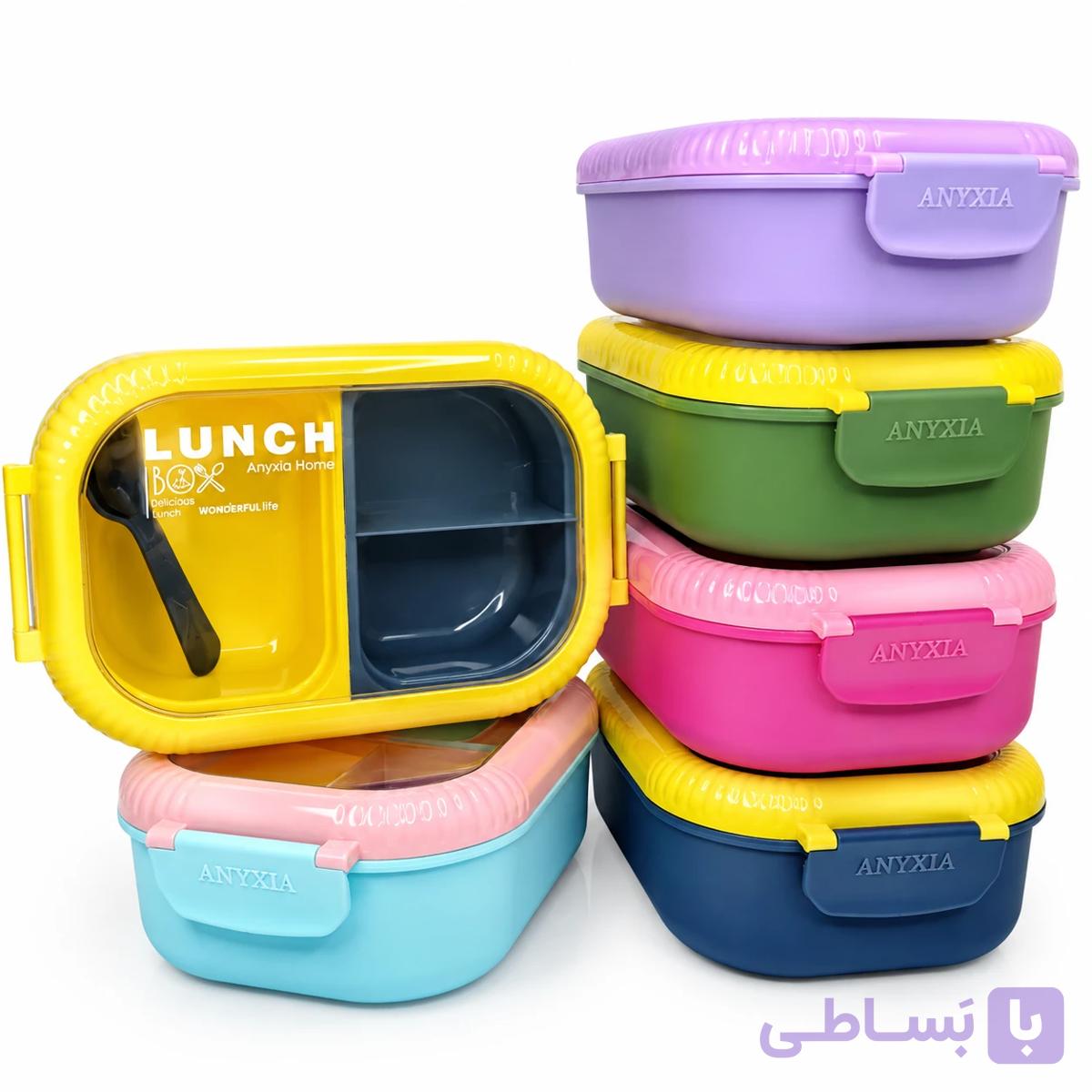 لانچ باکس چند خانه ماژولار Anyxia Home ابعاد ۲۳×۱۵×۸ به همراه قاشق چنگال