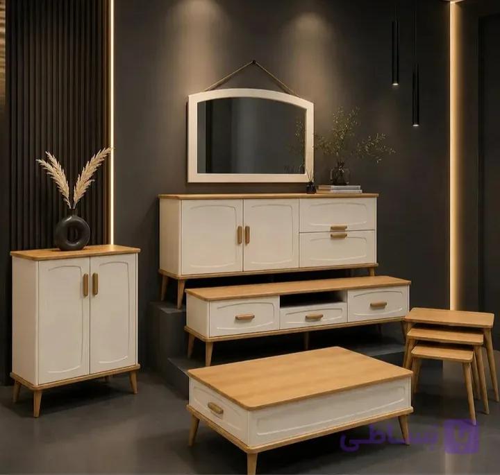 ست آینه کنسول و میز تلویزیون و جاکفشی و جلو مبلی /وکیوم /مدل ۱۲۷ کلاسیک