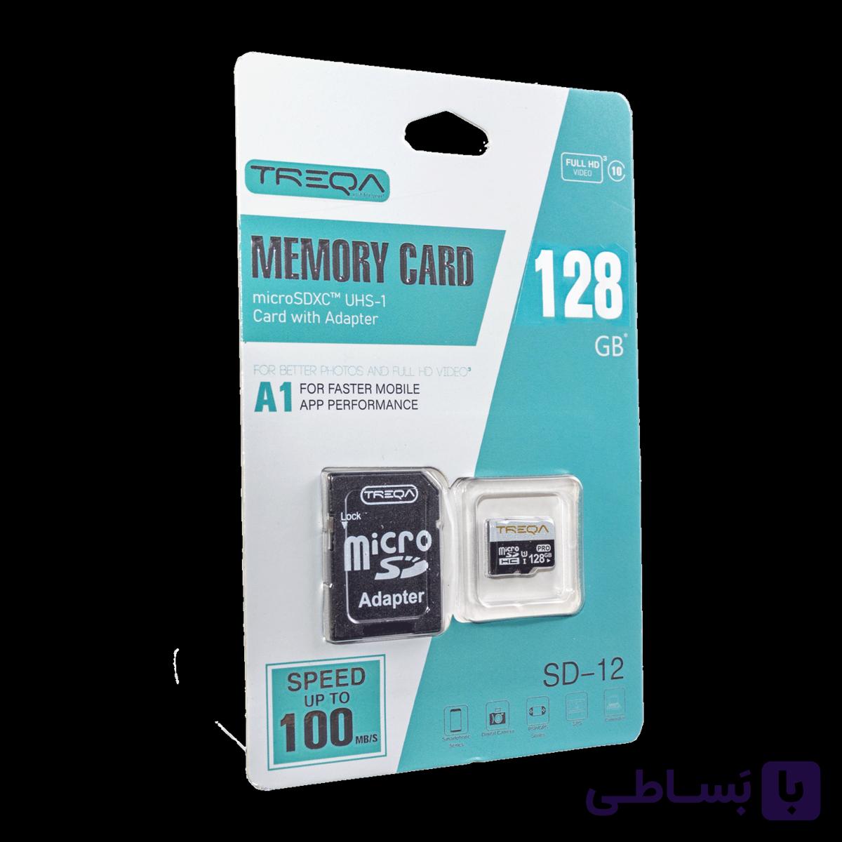 کارت حافظه microSDXC برند TREQA مدل SD-12 ظرفیت 128 گیگابایت کلاس 10 استاندارد