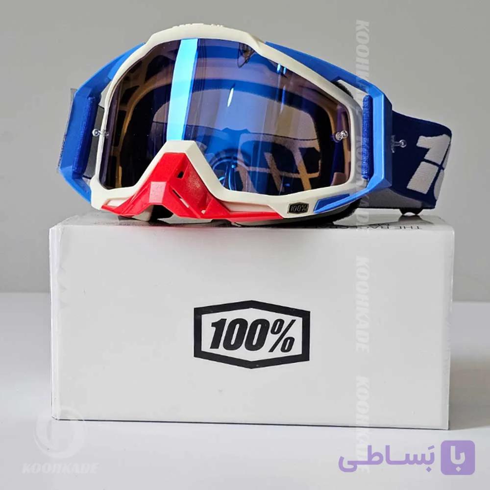 عینک طوفان و اسکی 100% RACECRAFT White Red درجه یک — تصویر 1