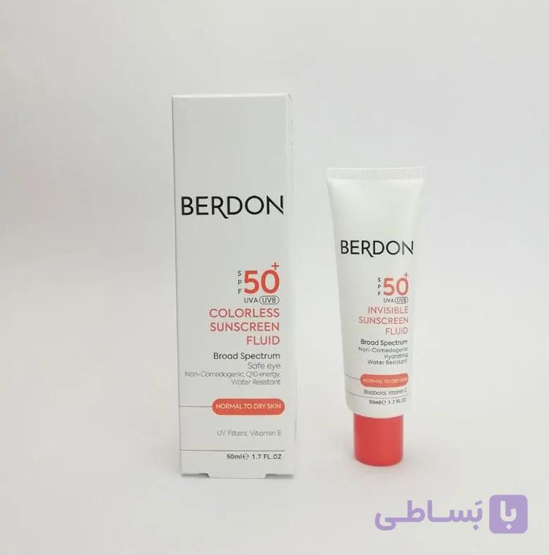 کرم ضد آفتاب بی رنگ بردون مناسب پوست نرمال تا خشک +SPF 50