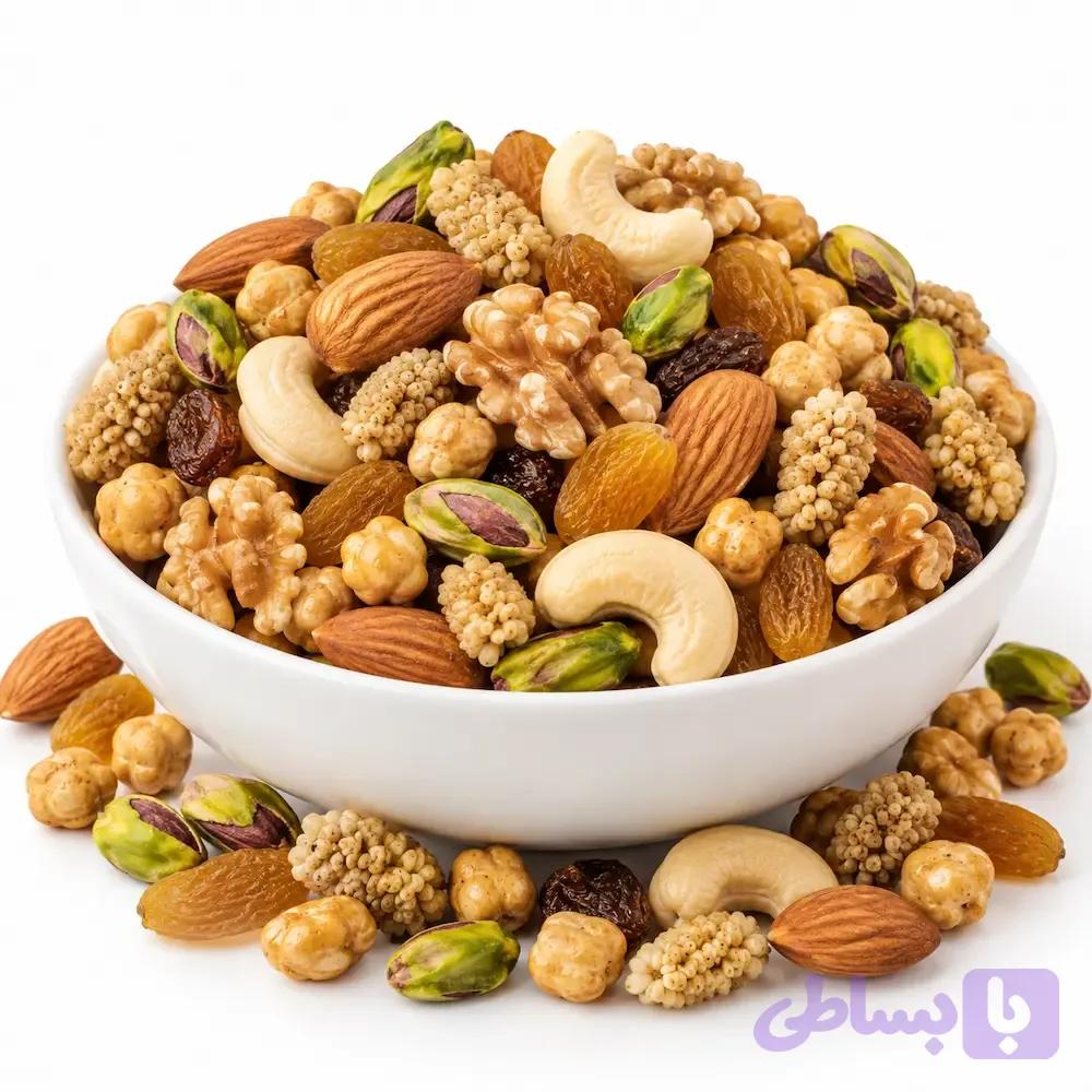 پک میان وعده مدرسه‌ مغزها و میوه خشک (۱ هفته مدرسه)