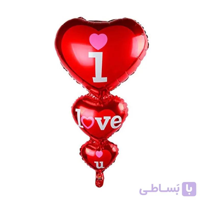 بادکنک فویلی قلب سه تایی I Love