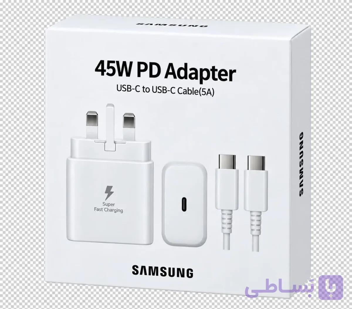 شارژر 45وات سامسونگ سوپر فست همراه کابل دوسر تایپ سی