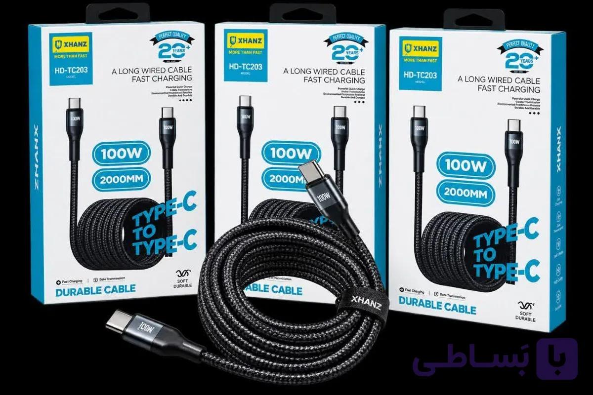 کابل شارژر دوسر تایپ سی ایکس هانز مدل TC103توان 100وات
