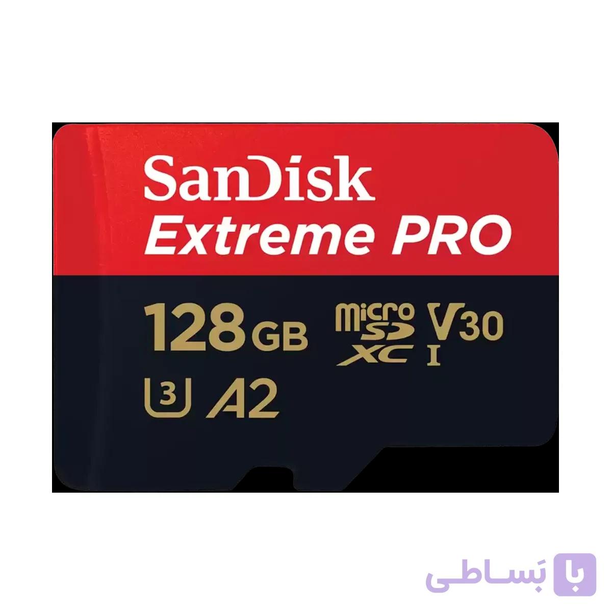 کارت حافظه microSDXC سن دیسک مدل Extreme Pro کلاس V30 استاندارد UHS-I سرعت 200MBps ظرفیت 128 گیگابایت — تصویر 1