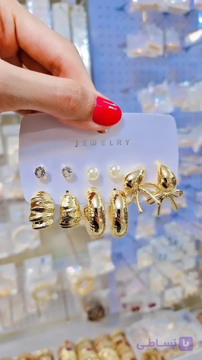 گوشواره پکی میخی کد 460 ارسال رایگان — تصویر 1