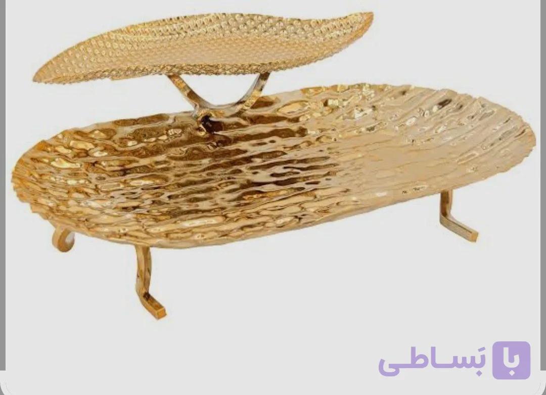 شیرینی خوری دو طبقه طلایی فلزی وارداتی رنگ ثابت