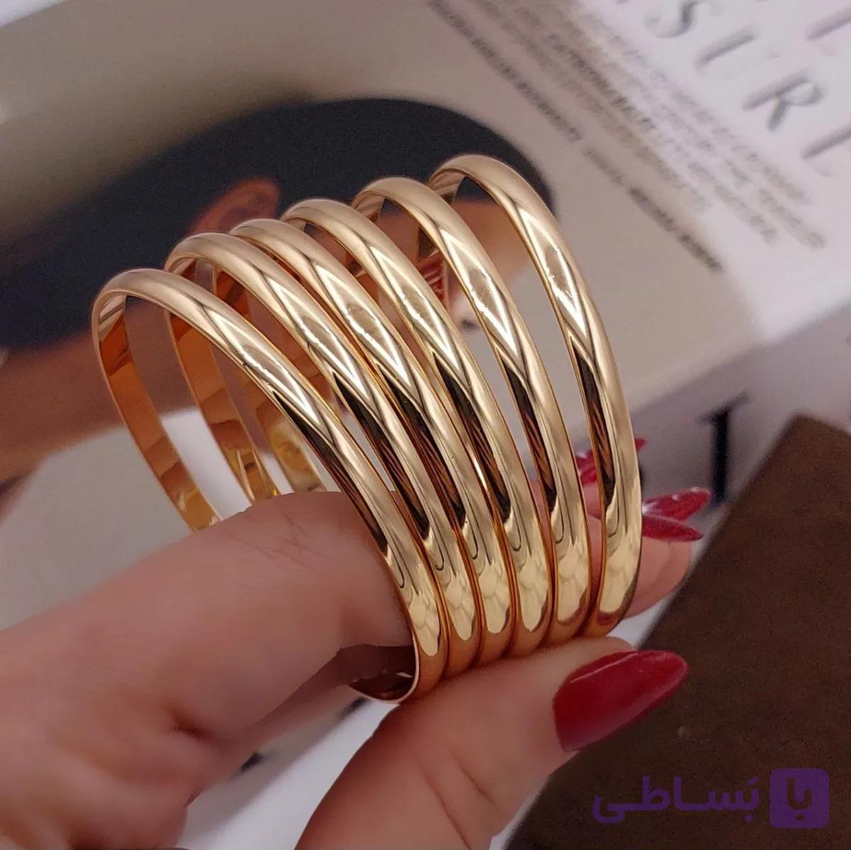النگو ۴ میل آینه‌ای تخت و دامله پک ۳ عددی | رنگ ثابت، ضد حساسیت، ارسال رایگان — تصویر 1