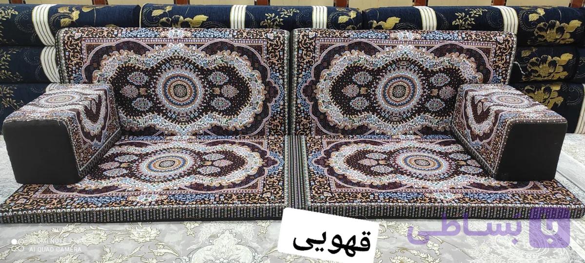 مبل خلیجی ۵ تکه طرح مبل‌نما با پارچه مخمل شانل هزینه ارسال پس کرایه بامشتری — تصویر 1