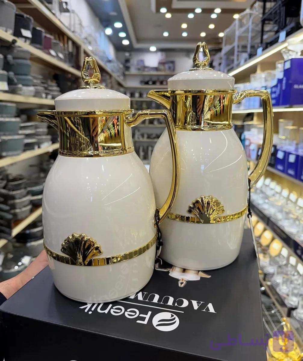 فلاکس خلیجی جفتی فینیک اصلی ست 2 قلو لوکس با شیشه صورتی