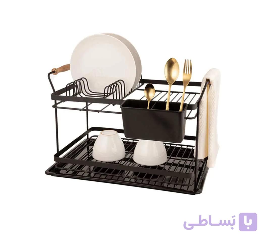 آبچکان فلزی دو طبقه با دسته چوبی | شیک و مقاوم برای آشپزخانه ارسال پس کرایه
