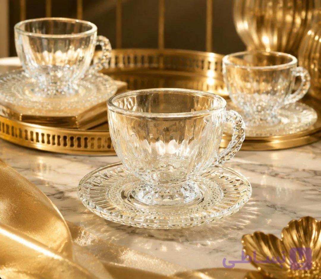 ست فنجان و نعلبکی چای‌خوری ۱۲ پارچه خارجی شیک و مناسب پذیرایی — تصویر 1