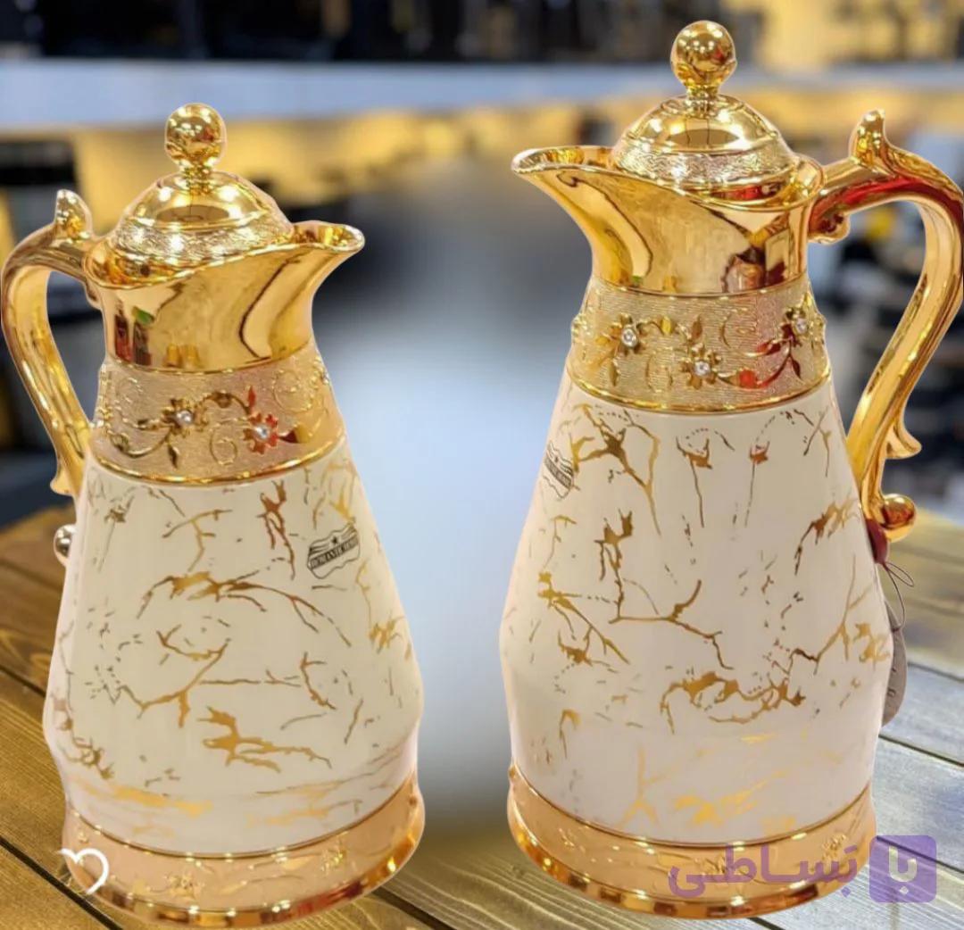 فلاسک جفتی اماراتی با طرح ماربل (سنگ مرمر) ارسال پس کرایهt — تصویر 1