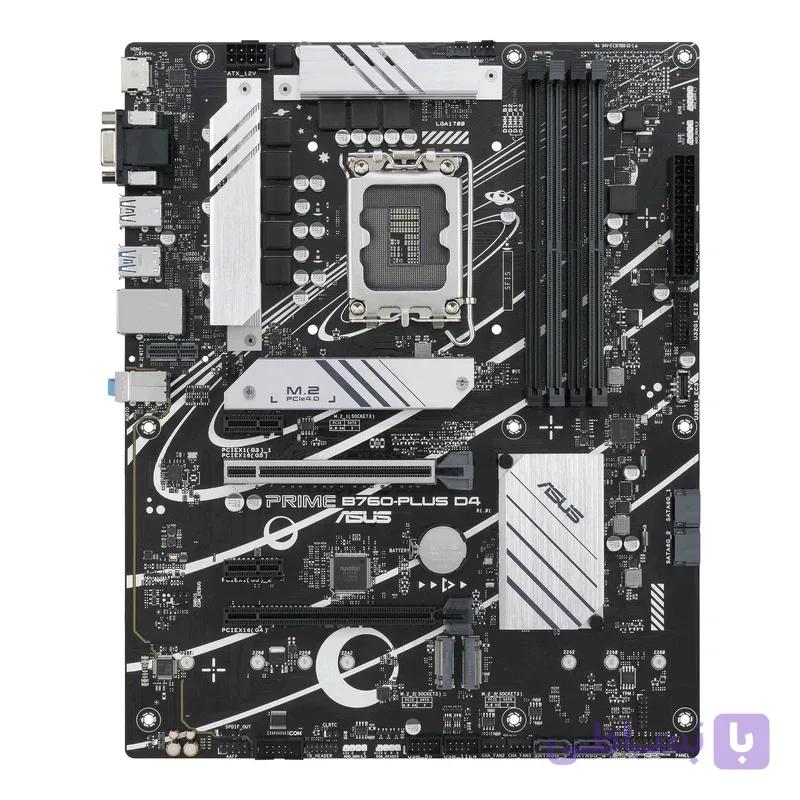 مادربرد ایسوس مدل PRIME B760-PLUS D4، سوکت Intel LGA 1700، دارای 4 اسلات رم DDR4، چیپست Intel B760 — تصویر 1
