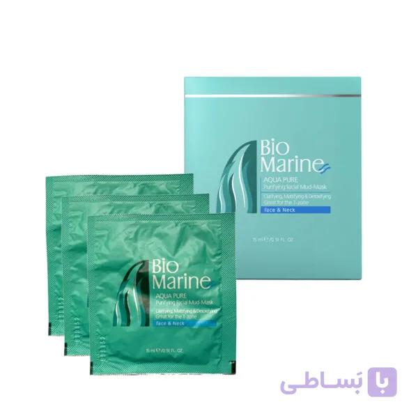 ماسک صورت بایومارین مدل Aqua Pure حاوی کائولن پاکسازی و شفاف کننده بسته 3 عددی — تصویر 1
