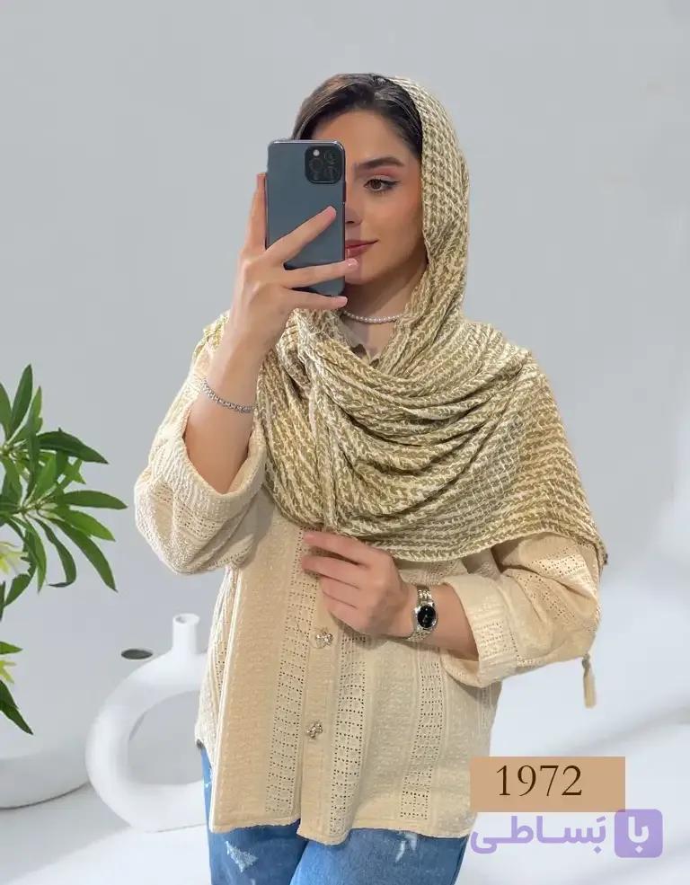 شال پلیسه نخی طرحدار کد 1972