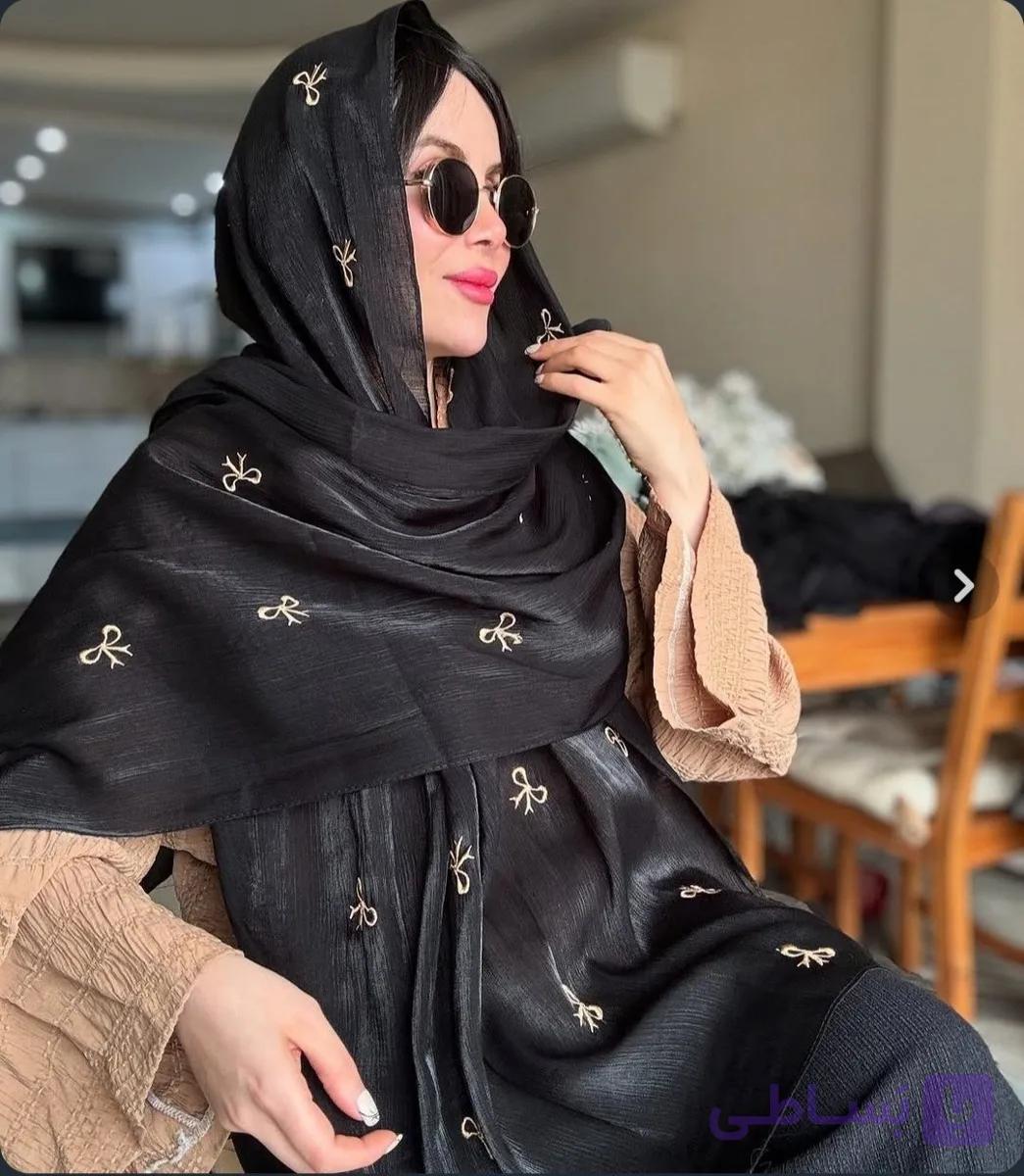 شال پاپیونی مجلسی مشکی کد 17200 — تصویر 1