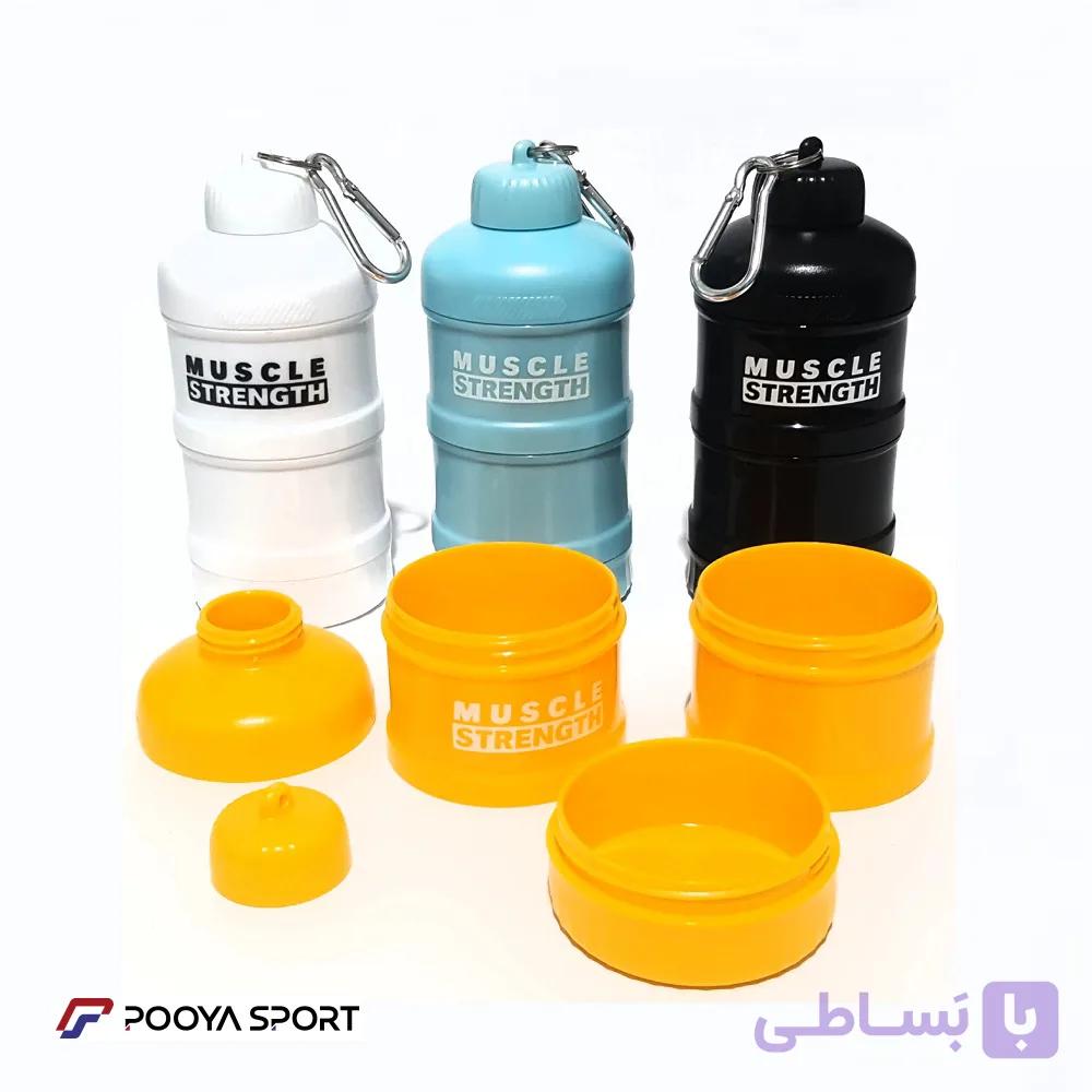 جا پودری و قرصی و فانل پروتئین ورزشی MUSCLE وارداتی 3 طبقه — تصویر 1