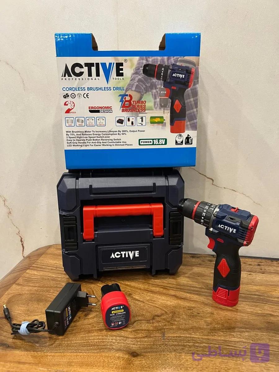 دریل شارژی براشلس 16/8 ولت چکشی اکتیو ACTIVE مدل AC-3117BL
