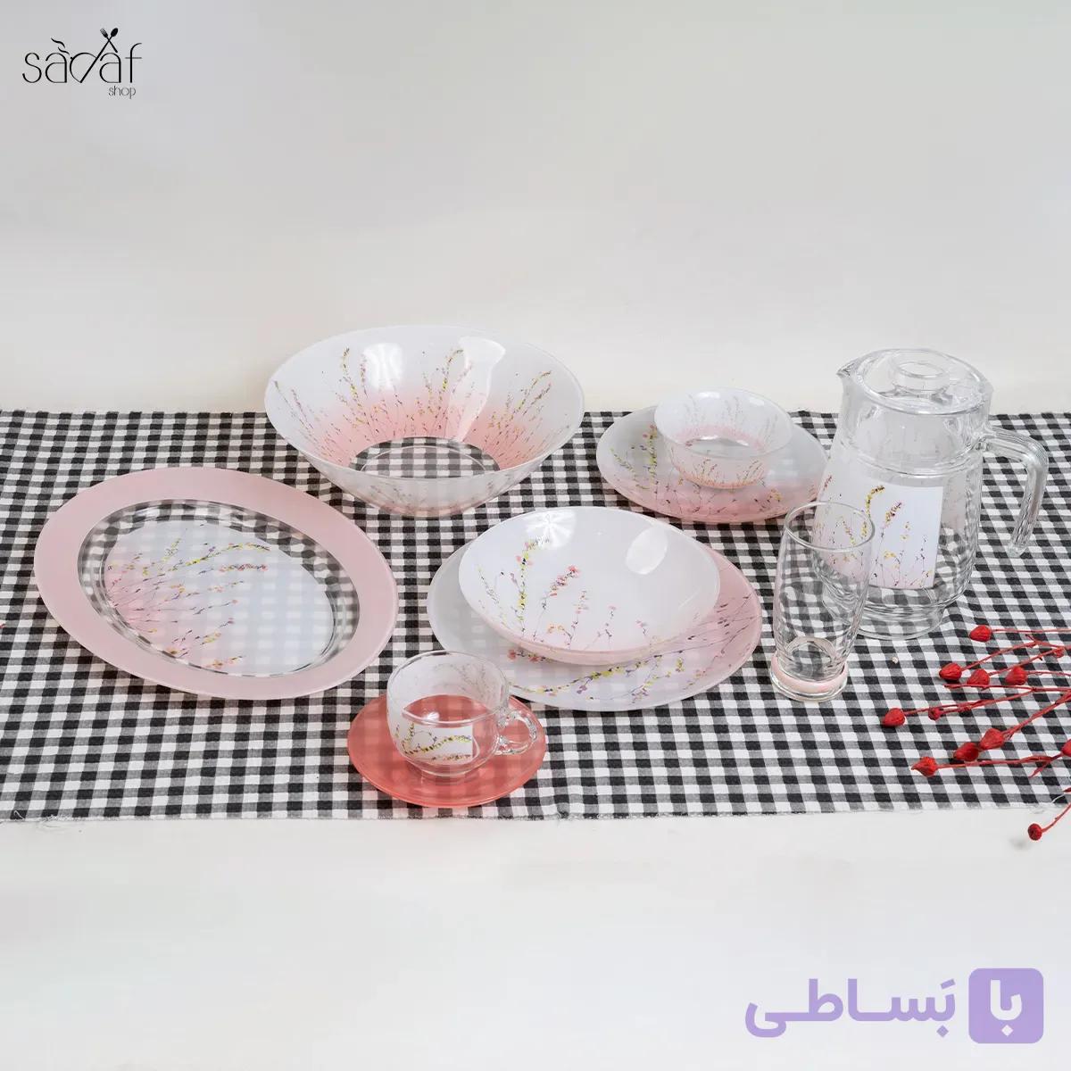 سرویس غذاخوری ۴۶ پارچه ( ۶ نفره کامل ) شیشه ای مدل Simply Trompette لومینارک فرانسه — تصویر 1