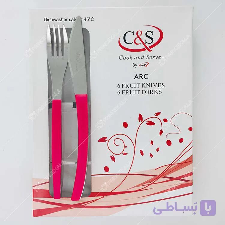 کارد و چنگال میوه خوری سی اند اس کد 8856 رنگ سفید — تصویر 1