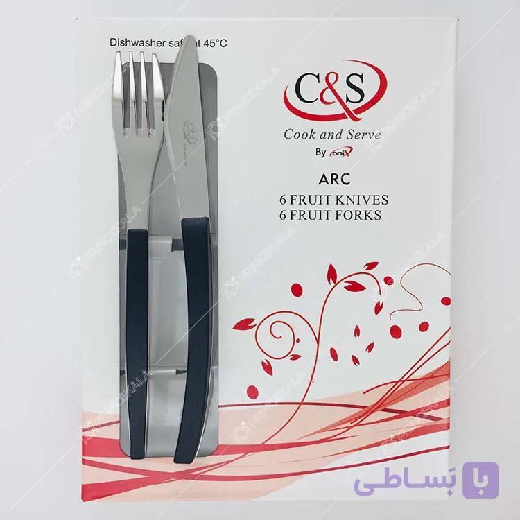 کارد و چنگال میوه خوری سی اند اس کد 8856 رنگ مشکی — تصویر 1