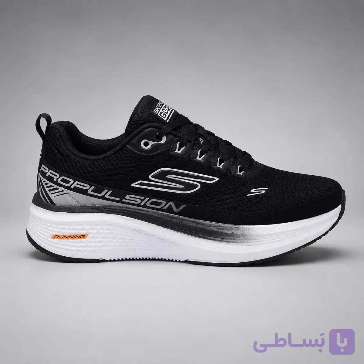 کتونی مردانه اسکچرز مشکی سفید مدل Go Run
